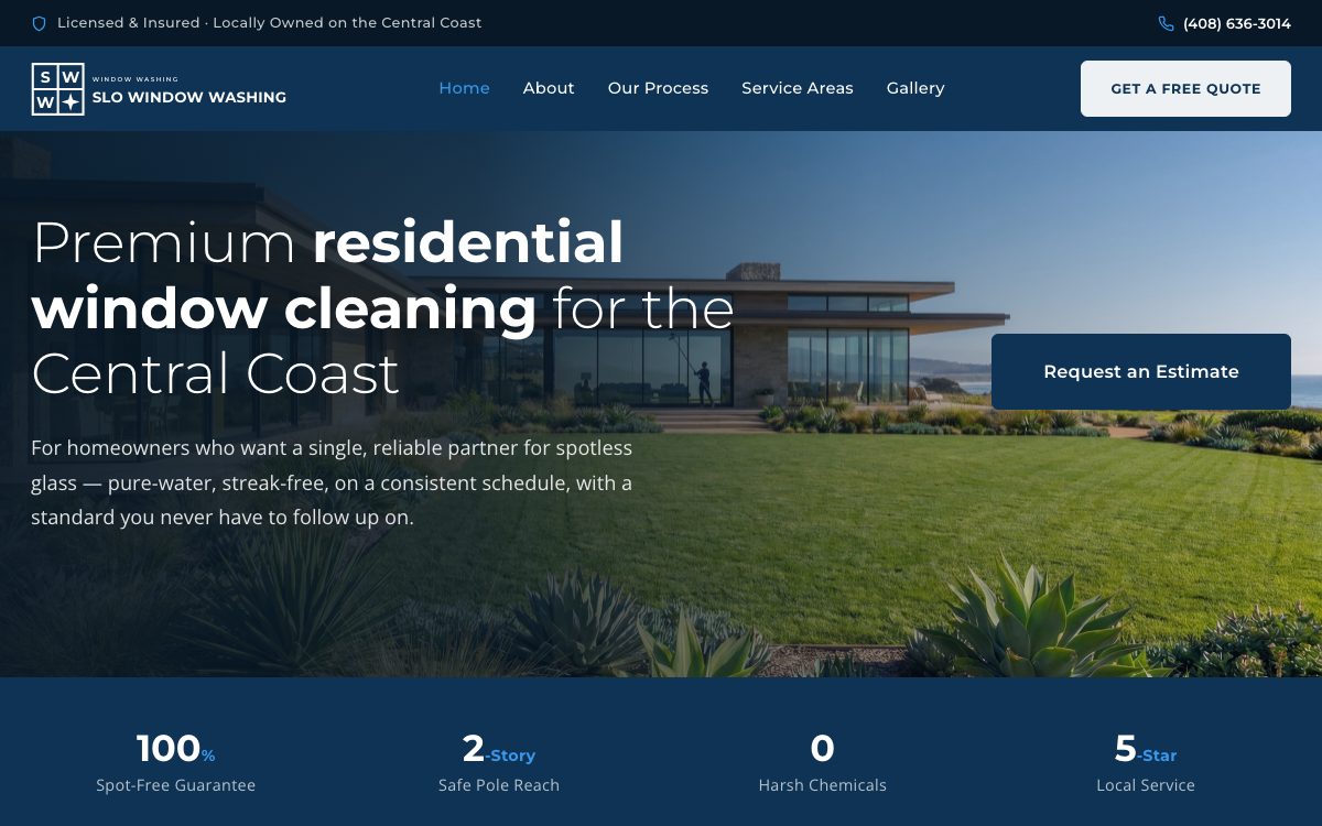 Screenshot of the SLO Window Washing website